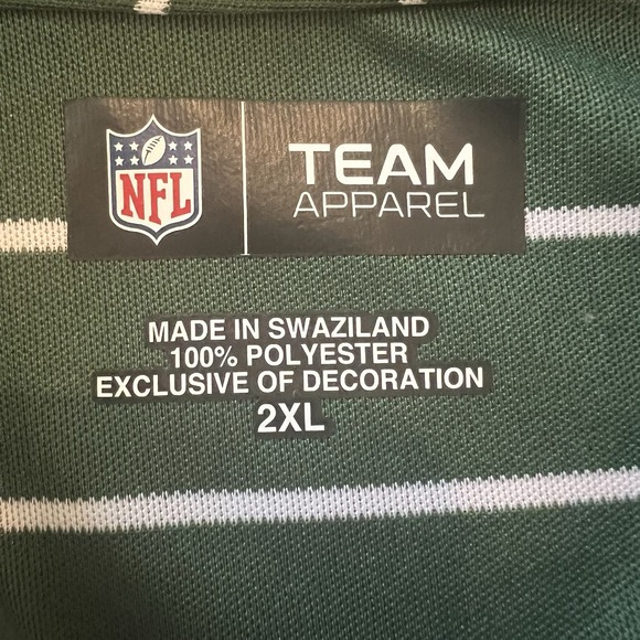 NFL Team Apparel New York Jets Polo Men's Size 2XL Green Striped Football Sports - Picture 3 of 6